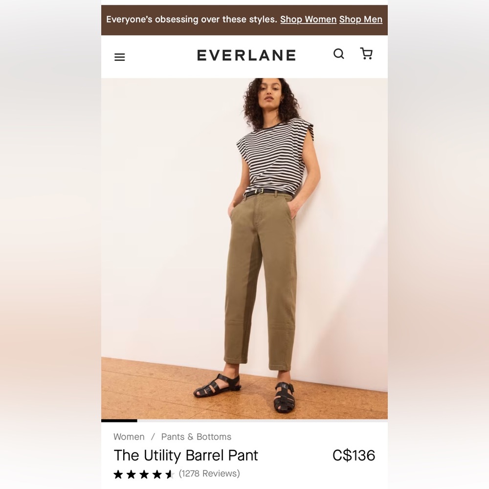 Green Utility Barrel Pants by Everlane